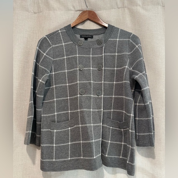 Banana Republic Gray Window Pane Cardigan - Picture 2 of 6